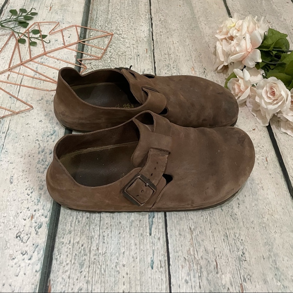 Birkenstock 44 clogs brown mens leather summer